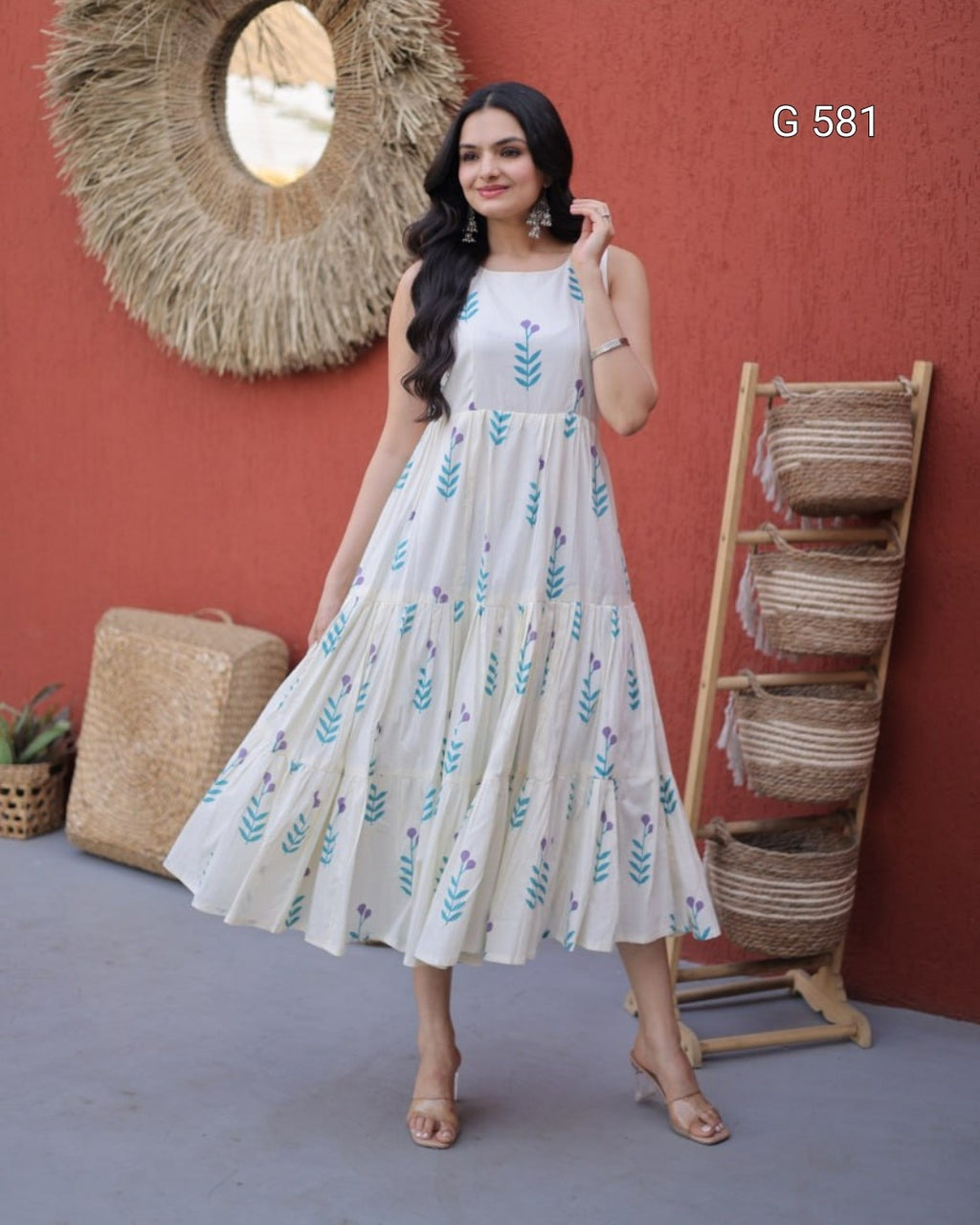 Printed Cotton Kurti with Elegant Frill Detail