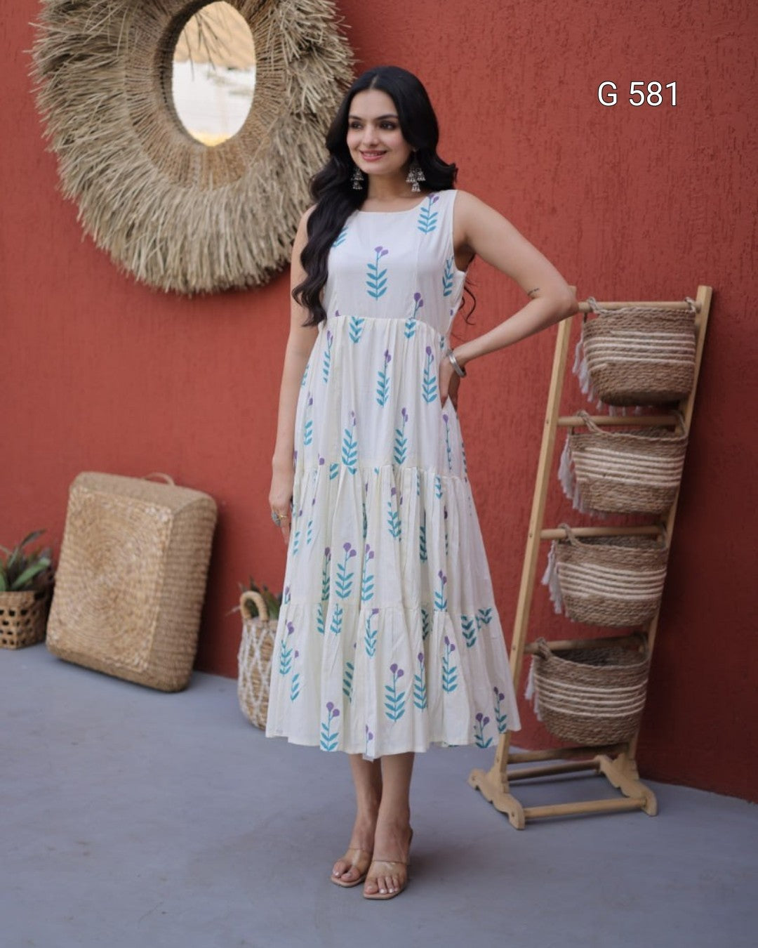 Printed Cotton Kurti with Elegant Frill Detail