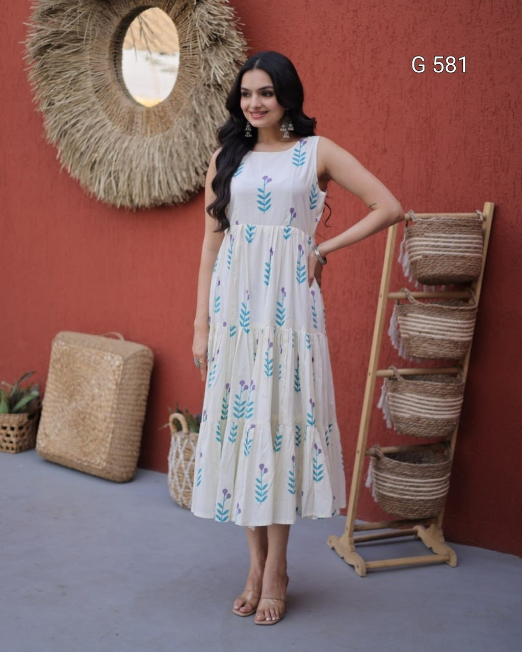 Printed Cotton Kurti with Elegant Frill Detail