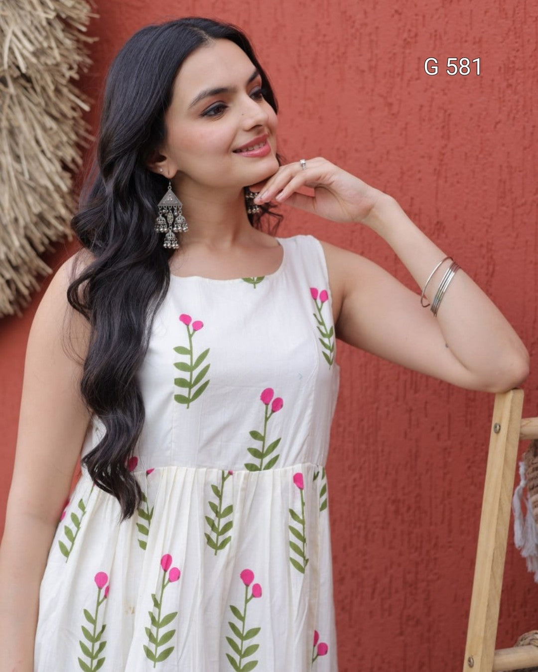 Printed Cotton Kurti with Elegant Frill Detail