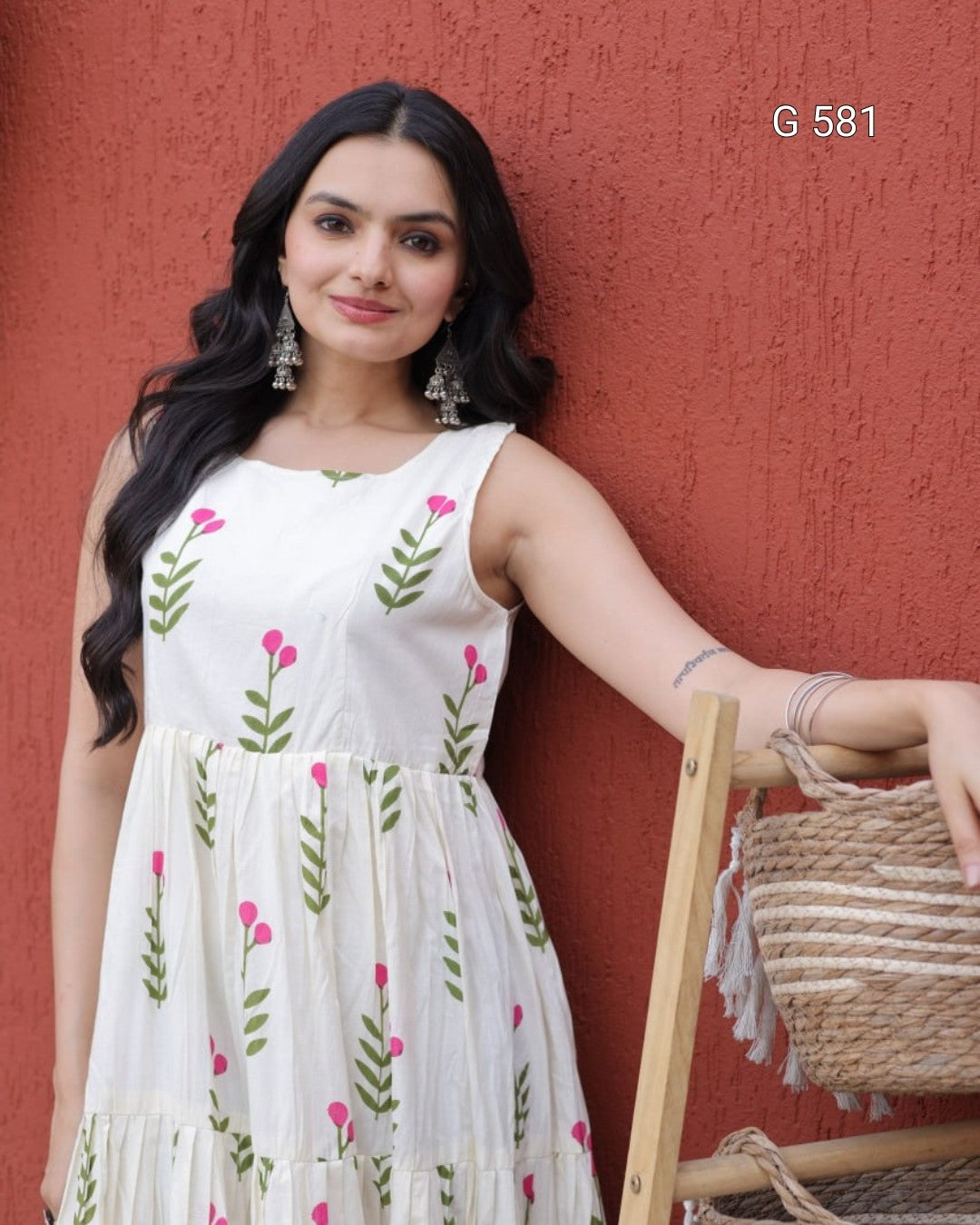 Printed Cotton Kurti with Elegant Frill Detail