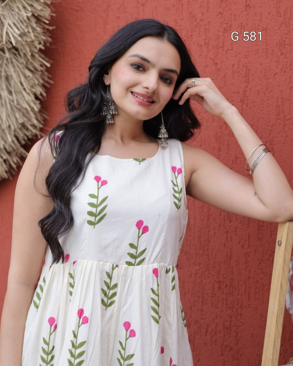 Printed Cotton Kurti with Elegant Frill Detail