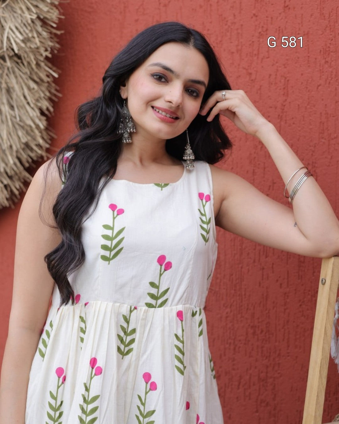 Printed Cotton Kurti with Elegant Frill Detail